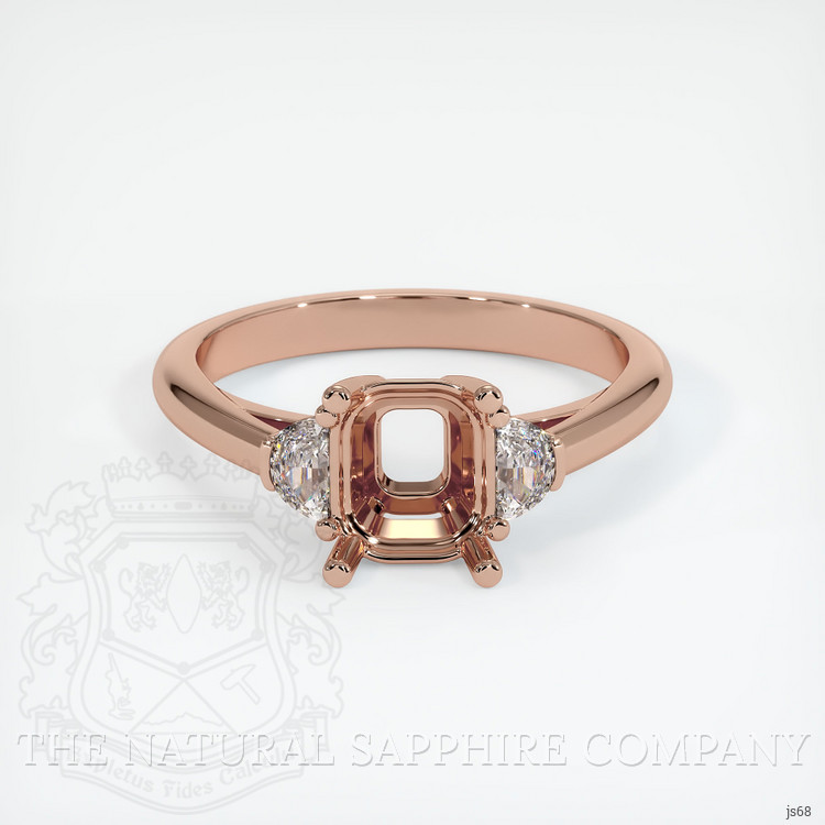 14K Rose Gold Three Stone Ring Setting