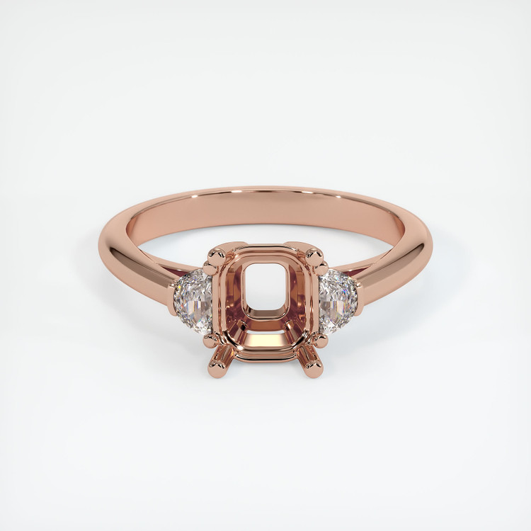 14K Rose Gold Three Stone Ring Setting
