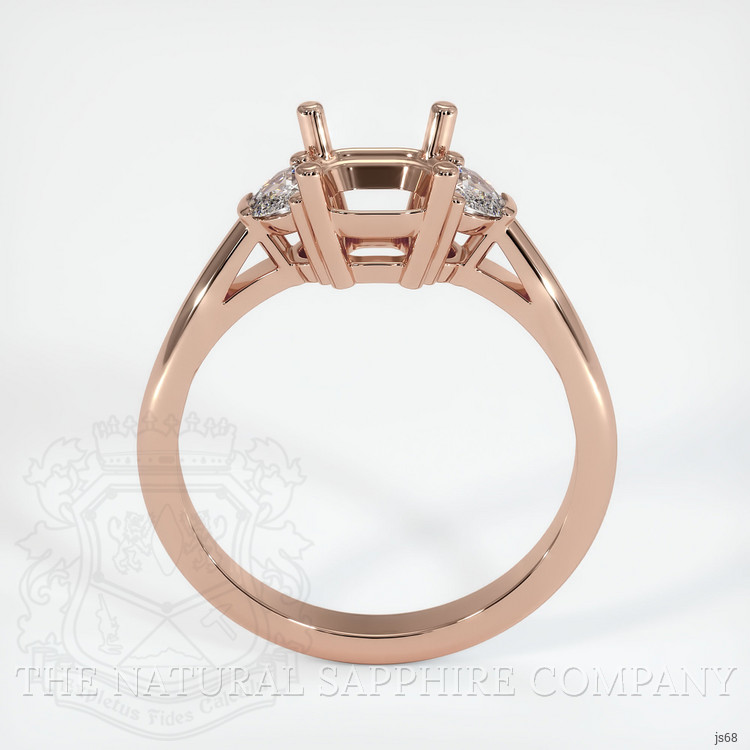 14K Rose Gold Three Stone Ring Setting