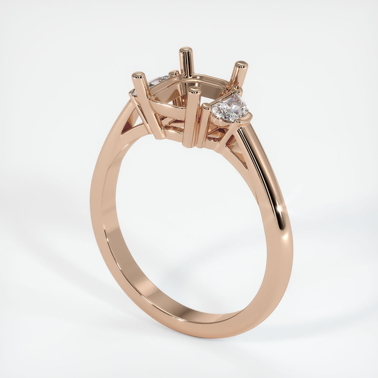 18K Rose Gold Three Stone Ring Setting
