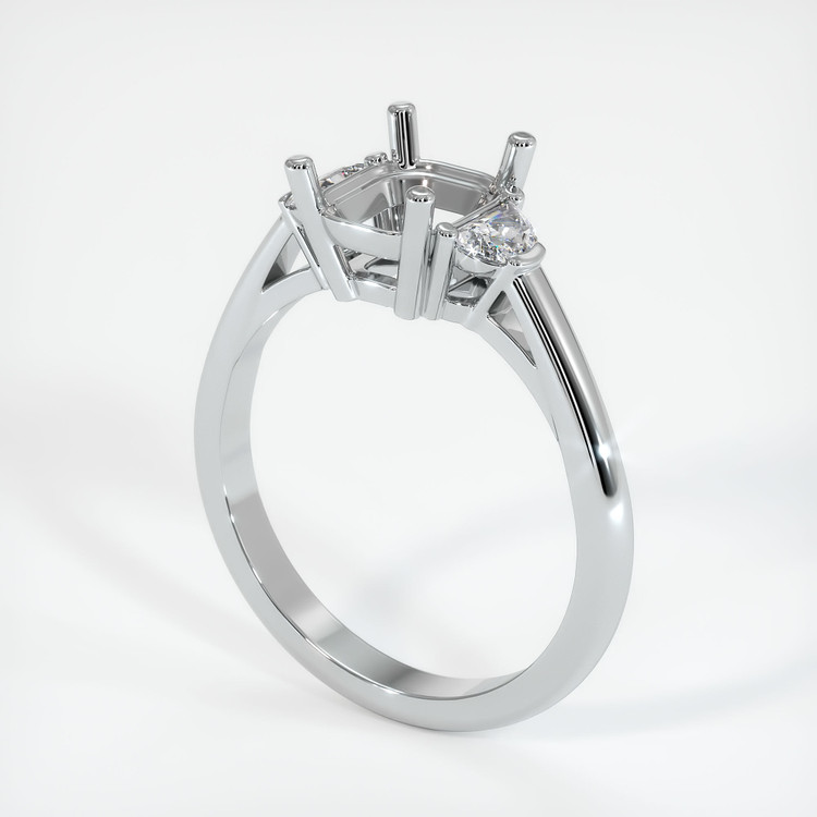 14K White Gold Three Stone Ring Setting