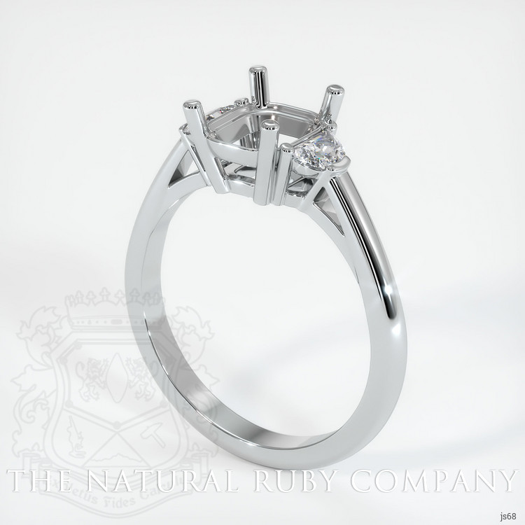 14K White Gold Three Stone Ring Setting