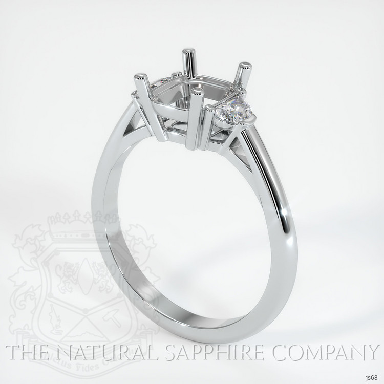 14K White Gold Three Stone Ring Setting