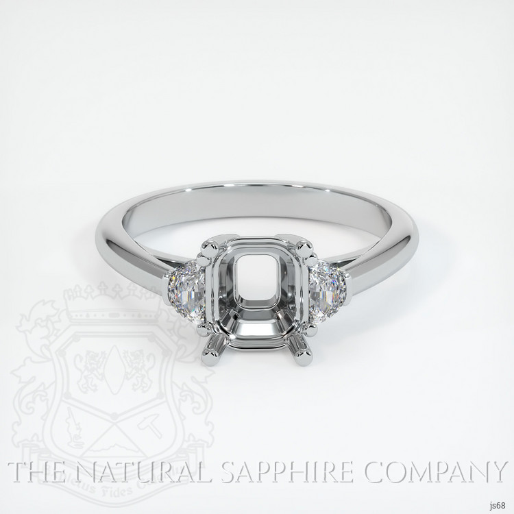 14K White Gold Three Stone Ring Setting