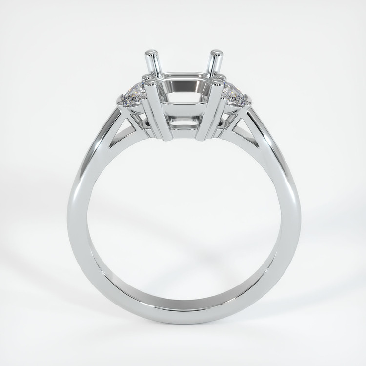 14K White Gold Three Stone Ring Setting