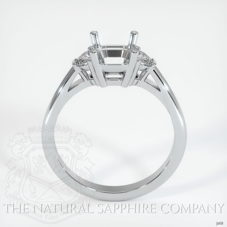 14K White Gold Three Stone Ring Setting