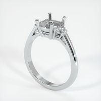 Three Stone Emerald Ring 0.65 Ct., 18K White Gold Combination Setting