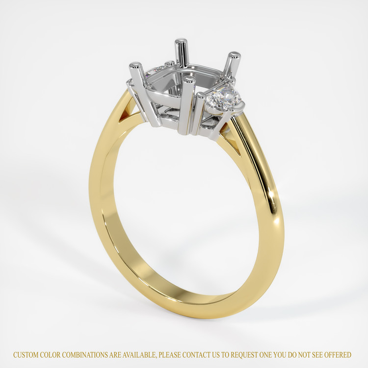 14K White & Yellow Three Stone Ring Setting