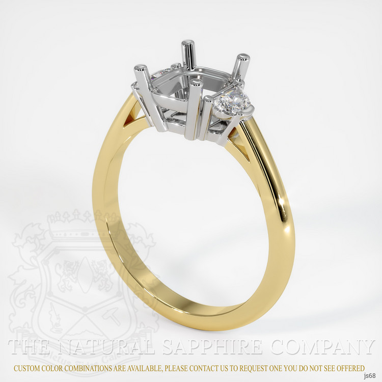 14K White & Yellow Three Stone Ring Setting