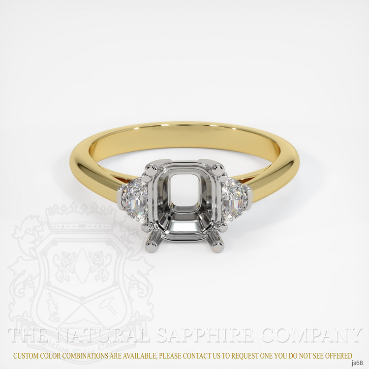 14K White & Yellow Three Stone Ring Setting