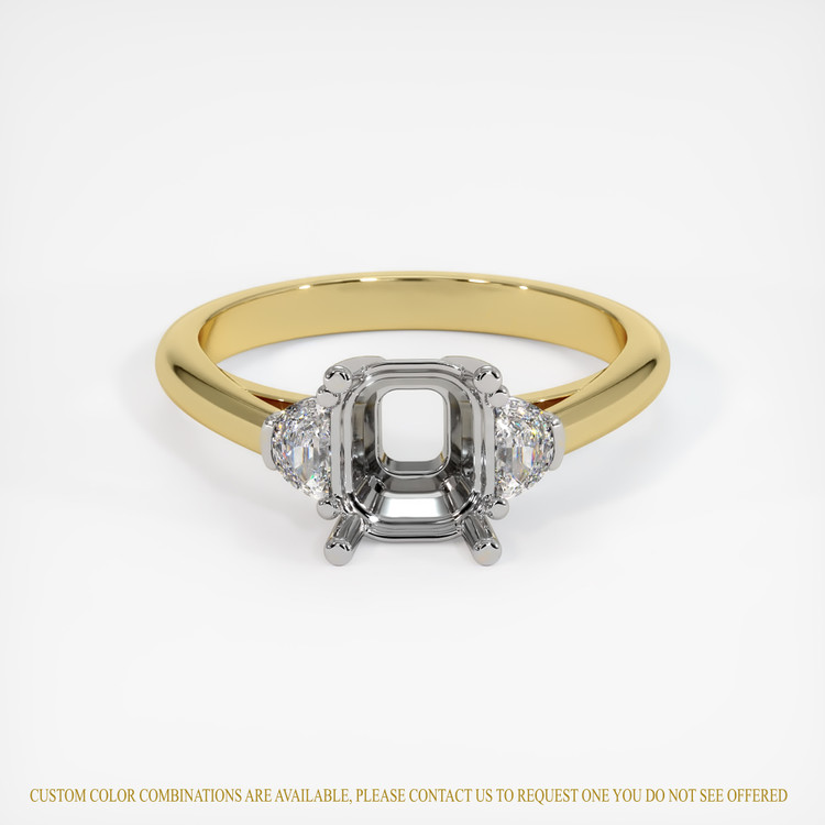 14K White & Yellow Three Stone Ring Setting