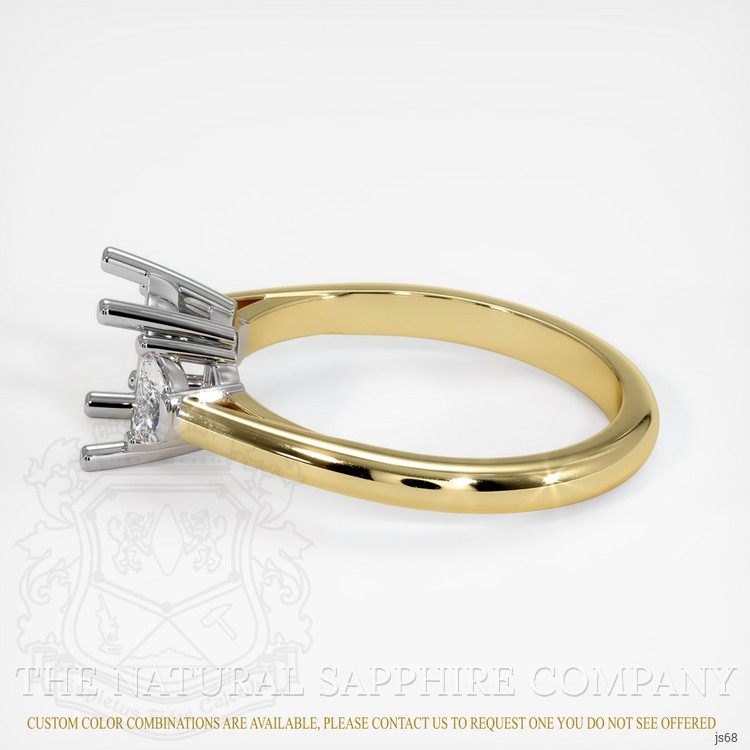 14K White & Yellow Three Stone Ring Setting