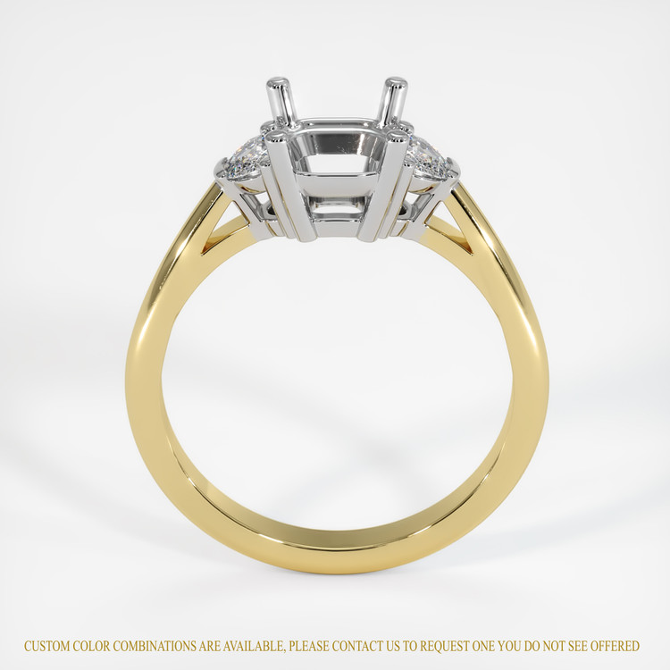 14K White & Yellow Three Stone Ring Setting