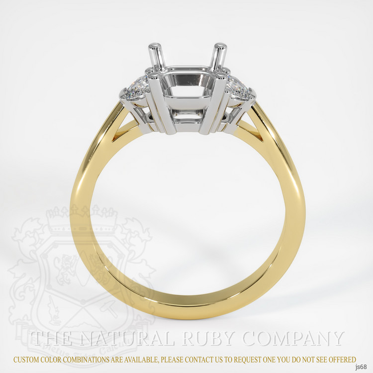 14K White & Yellow Three Stone Ring Setting