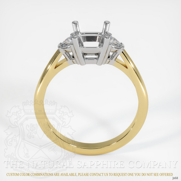 14K White & Yellow Three Stone Ring Setting