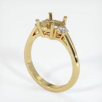 Three Stone Emerald Ring 0.65 Ct., 18K Yellow Gold Combination Setting