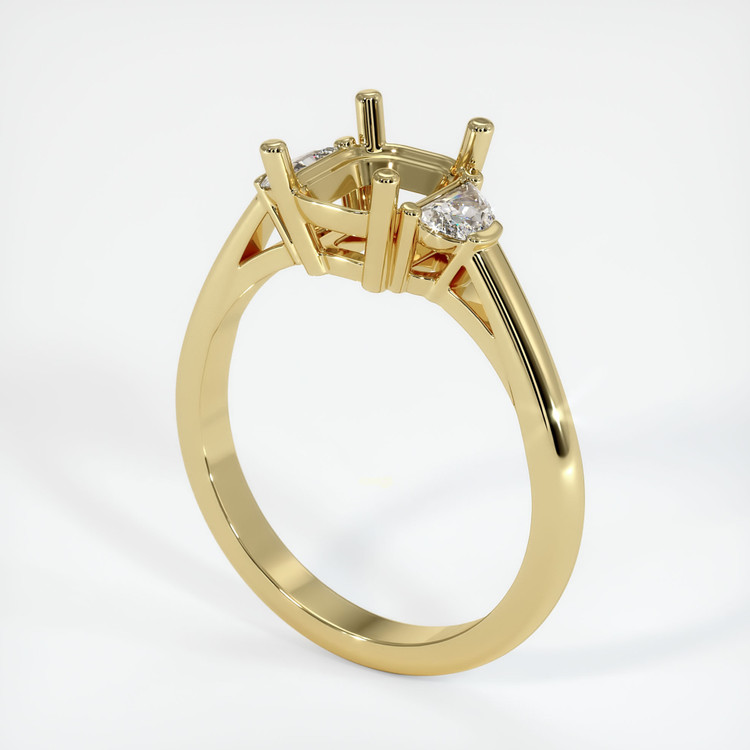 18K Yellow Gold Three Stone Ring Setting