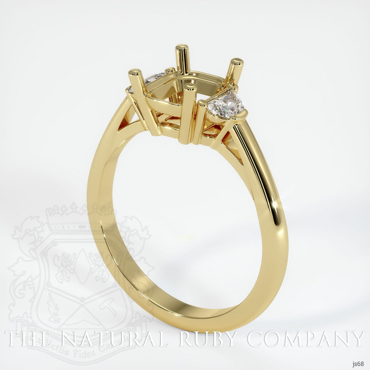 18K Yellow Gold Three Stone Ring Setting