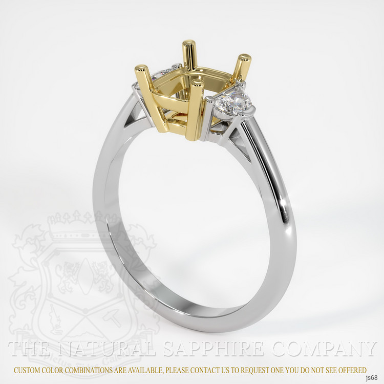 14K Yellow & White Three Stone Ring Setting