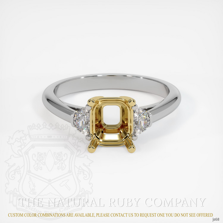14K Yellow & White Three Stone Ring Setting