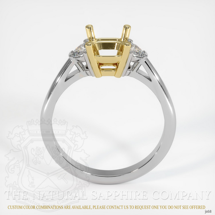 14K Yellow & White Three Stone Ring Setting
