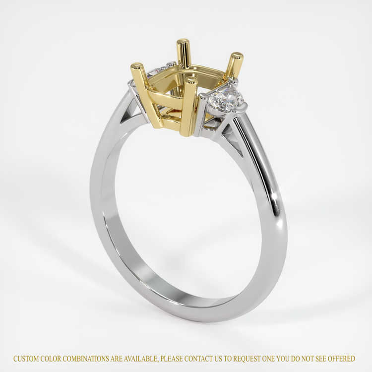 18K Yellow & White Three Stone Ring Setting
