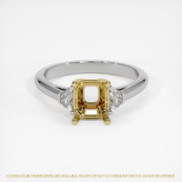 18K Yellow & White Three Stone Ring Setting Image