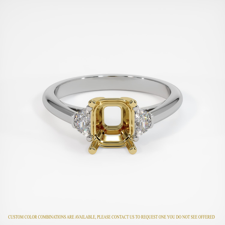 18K Yellow & White Three Stone Ring Setting