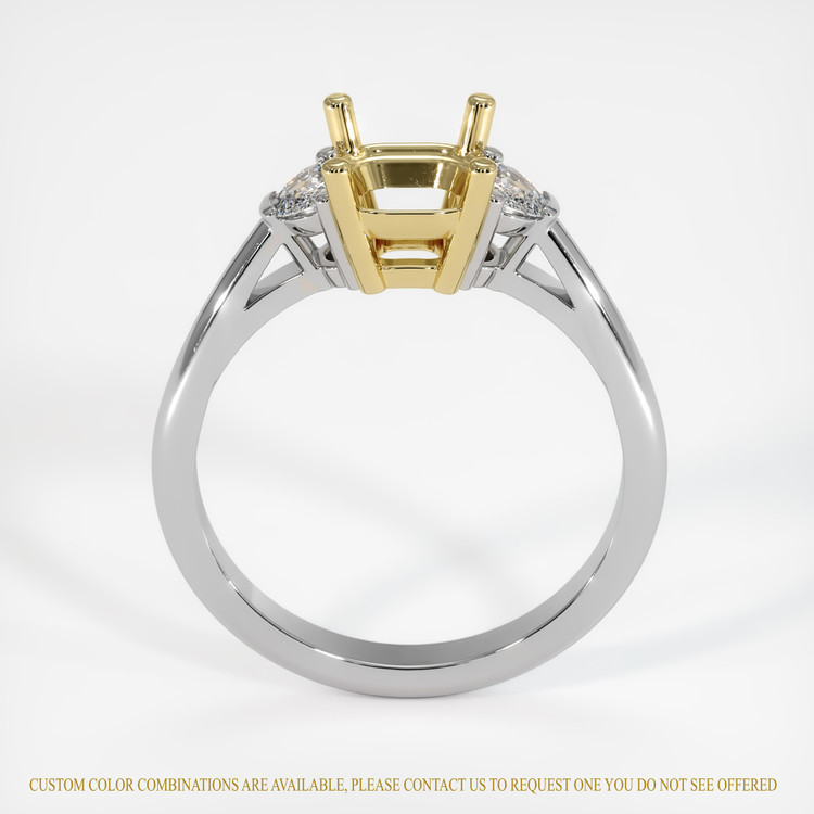 18K Yellow & White Three Stone Ring Setting