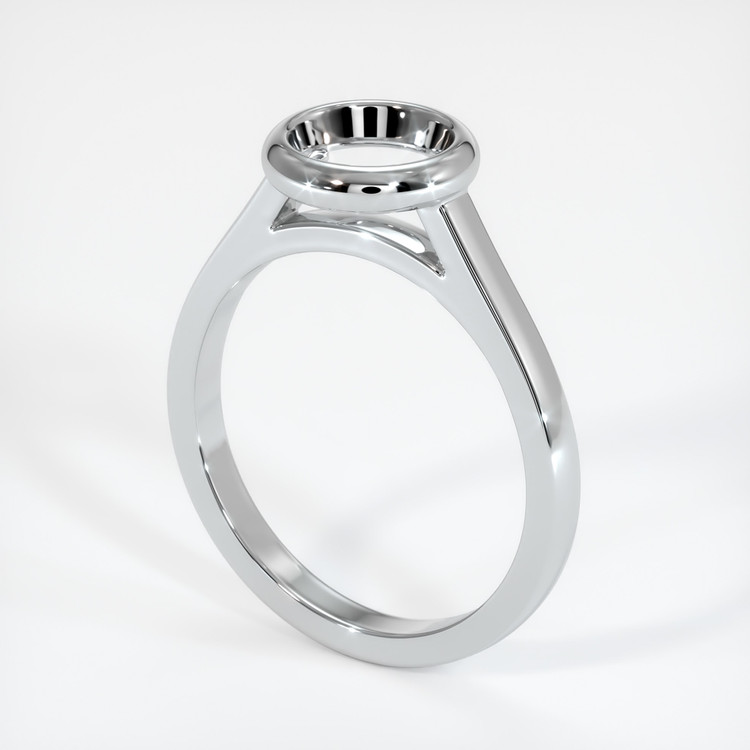 14K White Gold Bezel Ring Setting
