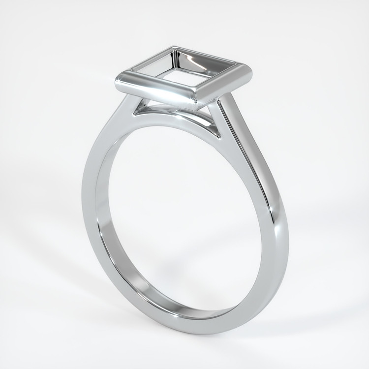 14K White Gold Bezel Ring Setting