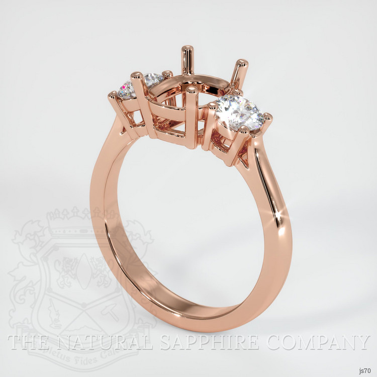 14K Rose Gold Three Stone Ring Setting