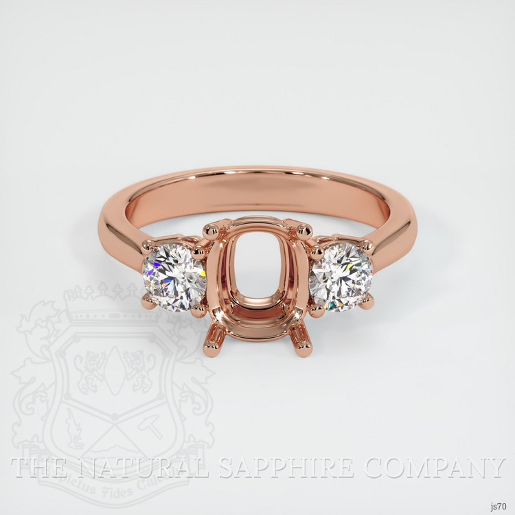 14K Rose Gold Three Stone Ring Setting