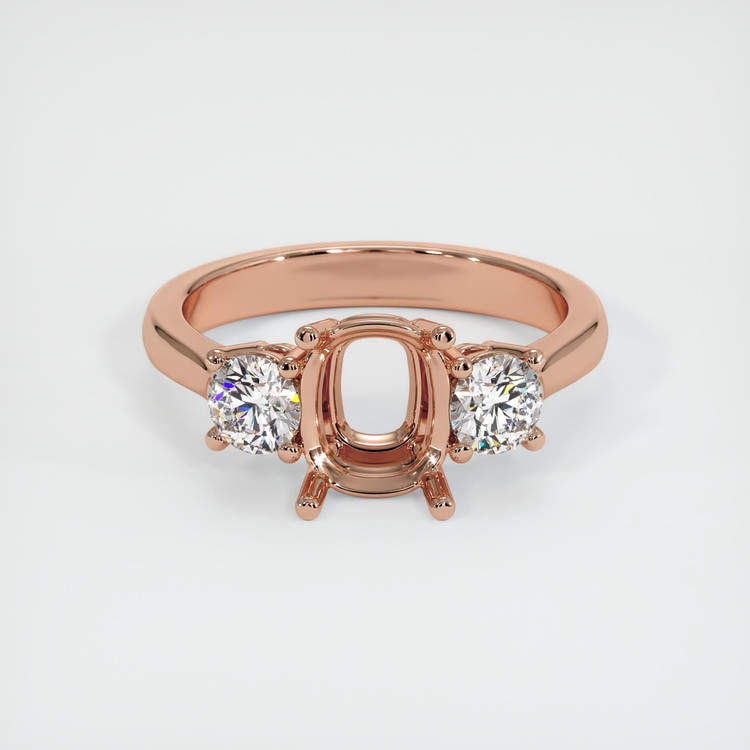14K Rose Gold Three Stone Ring Setting