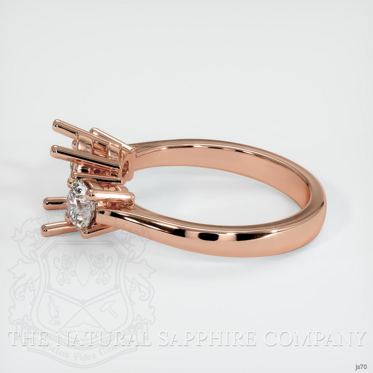 14K Rose Gold Three Stone Ring Setting