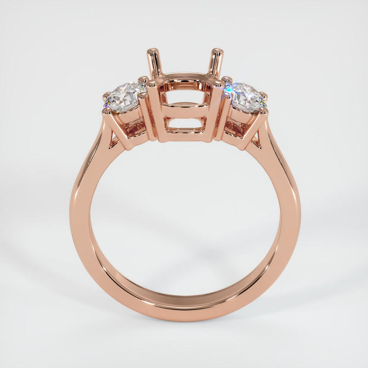 14K Rose Gold Three Stone Ring Setting