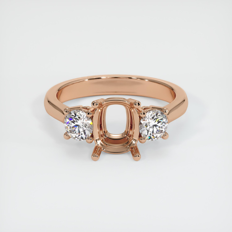 18K Rose Gold Three Stone Ring Setting