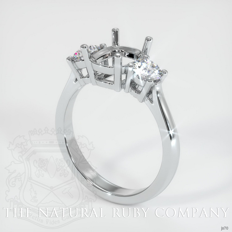 14K White Gold Three Stone Ring Setting