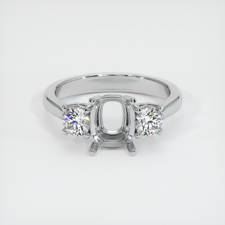 14K White Gold Three Stone Ring Setting