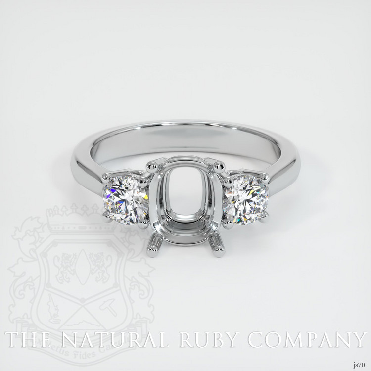14K White Gold Three Stone Ring Setting