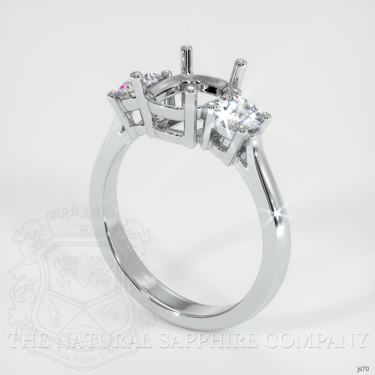18K White Gold Three Stone Ring Setting