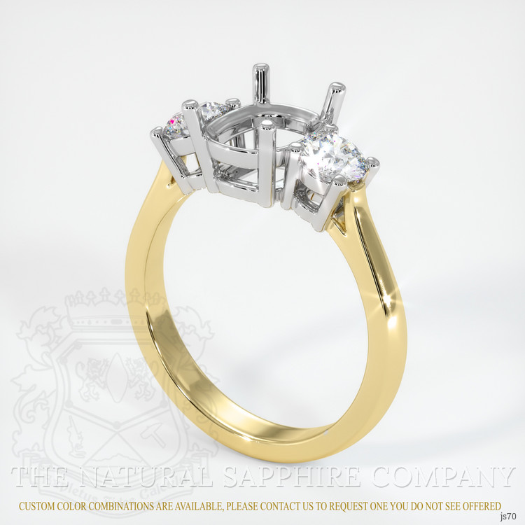 14K White & Yellow Three Stone Ring Setting