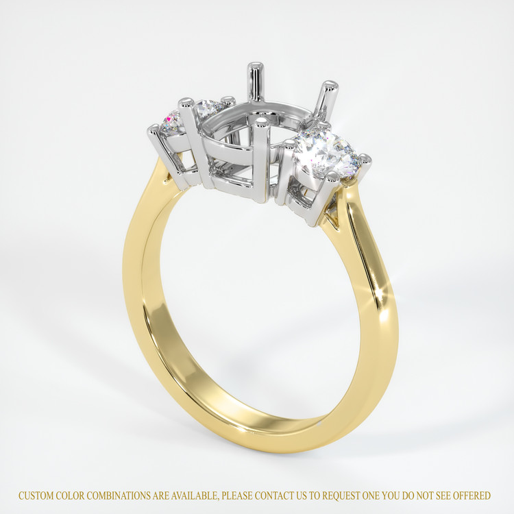 14K White & Yellow Three Stone Ring Setting