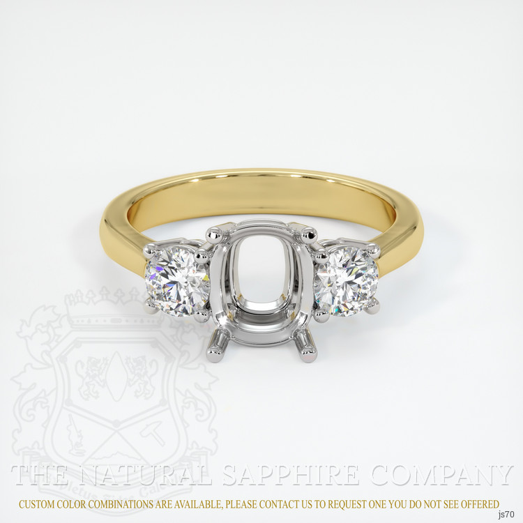 14K White & Yellow Three Stone Ring Setting