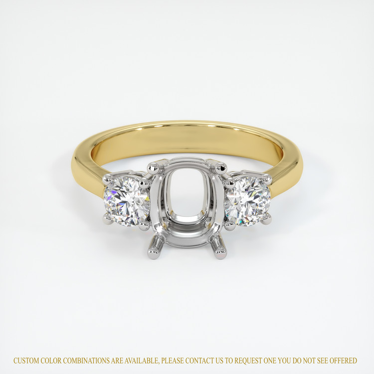 14K White & Yellow Three Stone Ring Setting