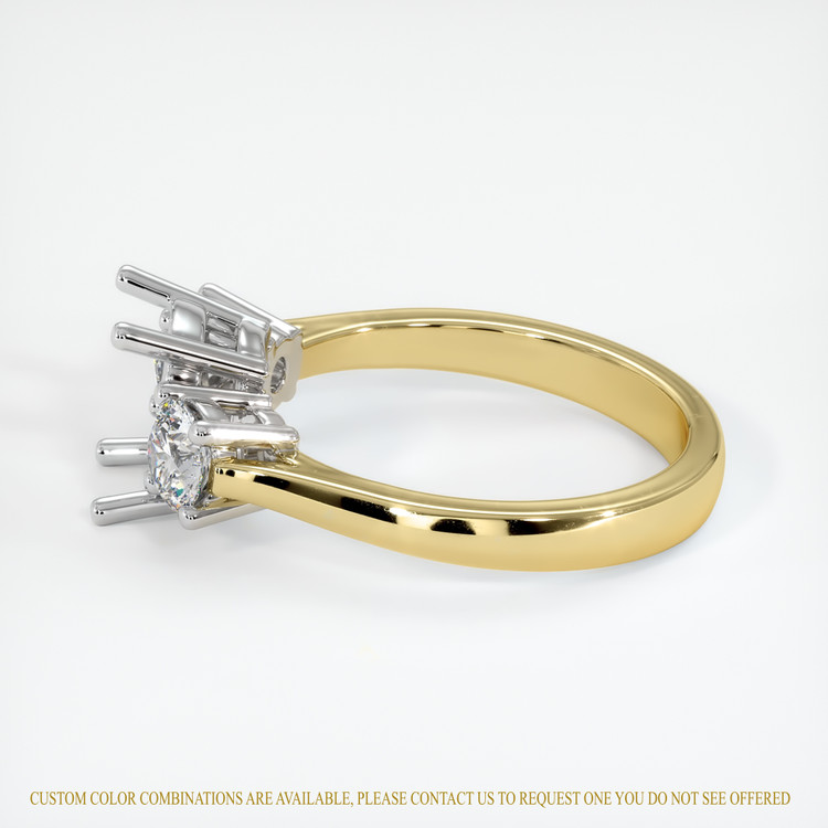 14K White & Yellow Three Stone Ring Setting