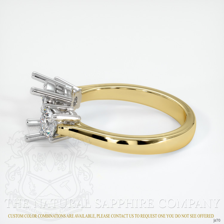 14K White & Yellow Three Stone Ring Setting