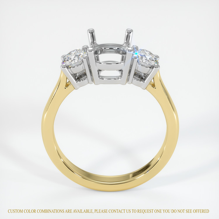 14K White & Yellow Three Stone Ring Setting