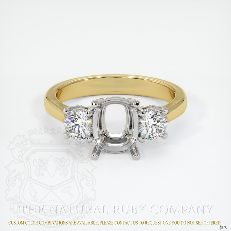 18K White & Yellow Three Stone Ring Setting