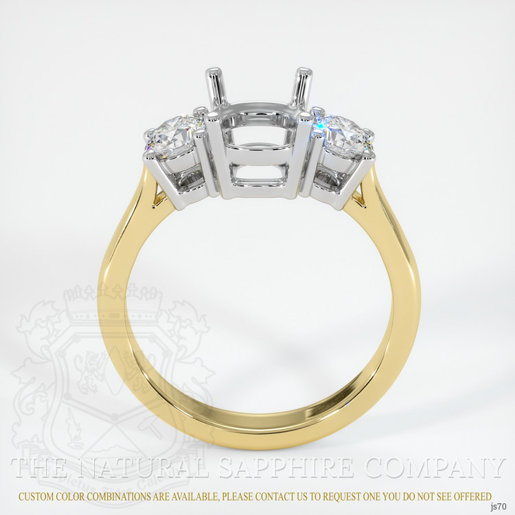 18K White & Yellow Three Stone Ring Setting